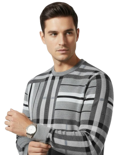 BURBERRY Check Wool Jacquard Sweatshirt - Image 3