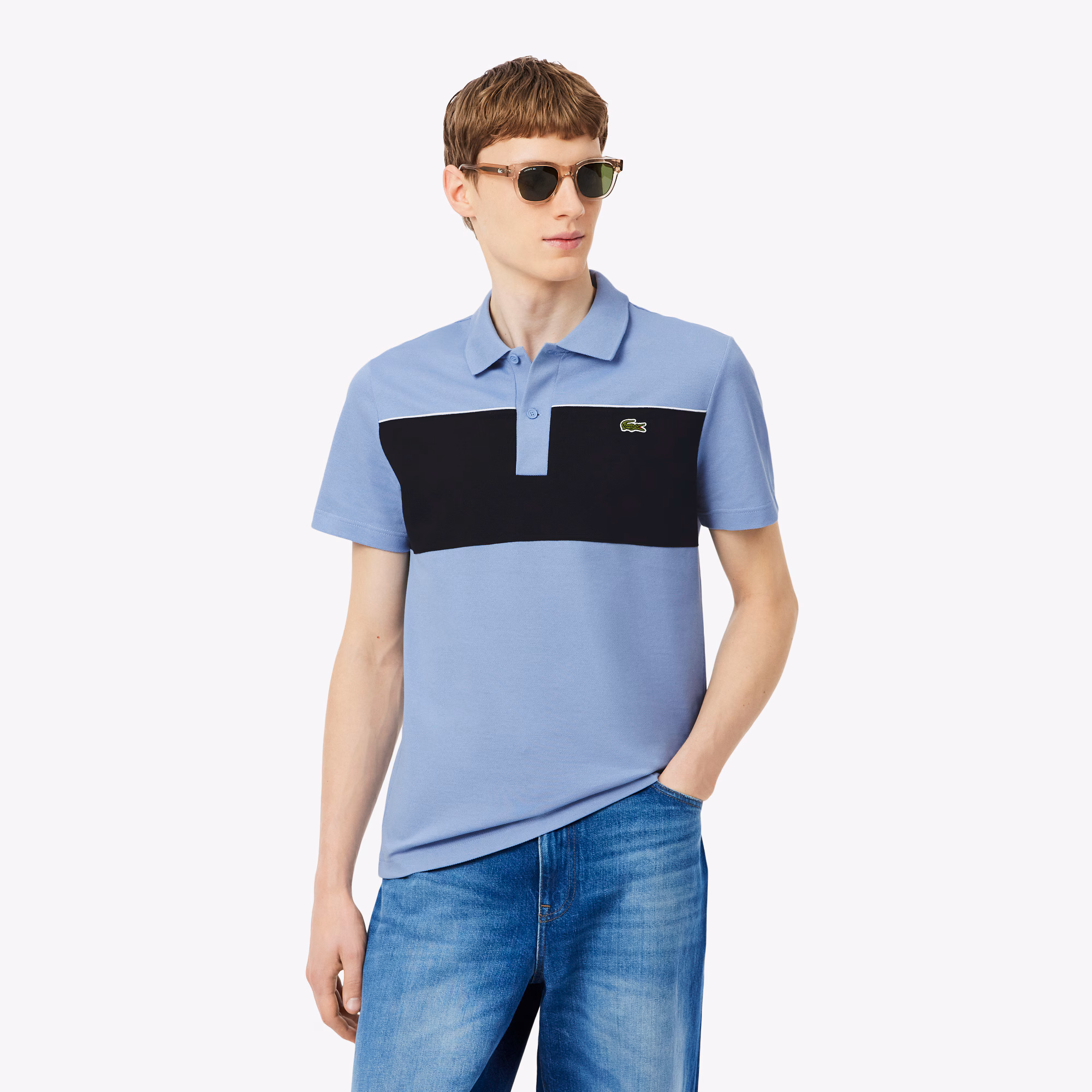 LACOSTE Regular Fit Colour Block Polo - Image 4