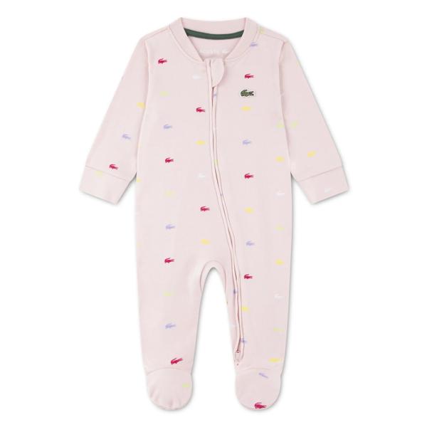 LACOSTE KIDS Crocodile Pattern Babygrow