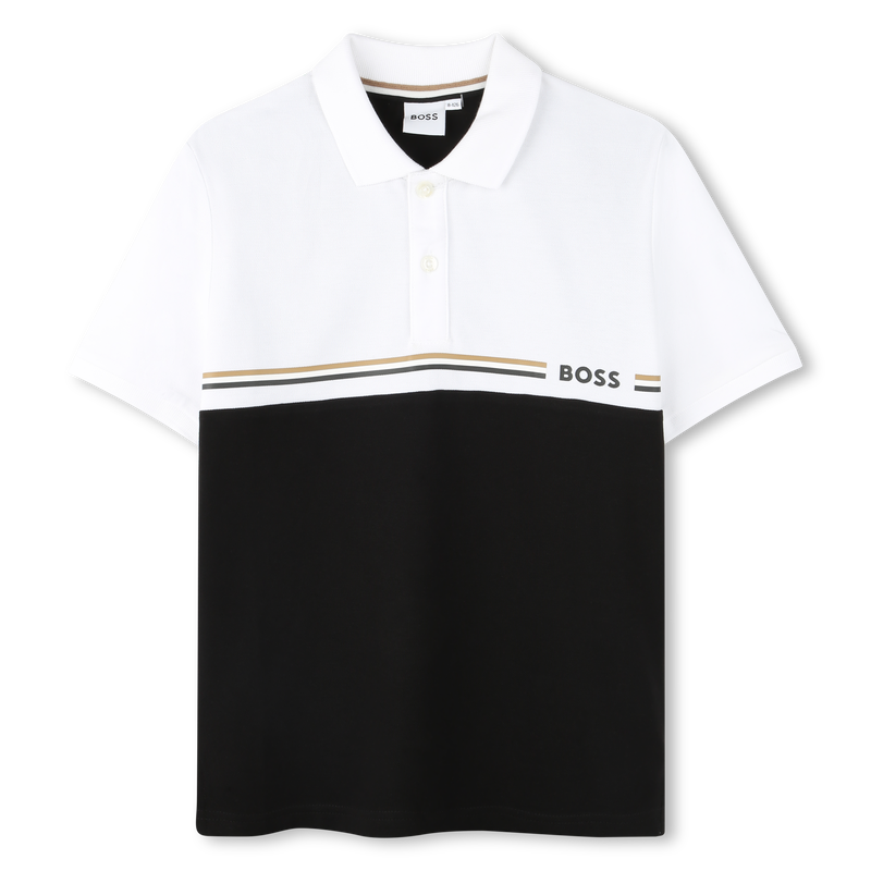 BOSS KIDS Colour Block Stripe Polo Shirt