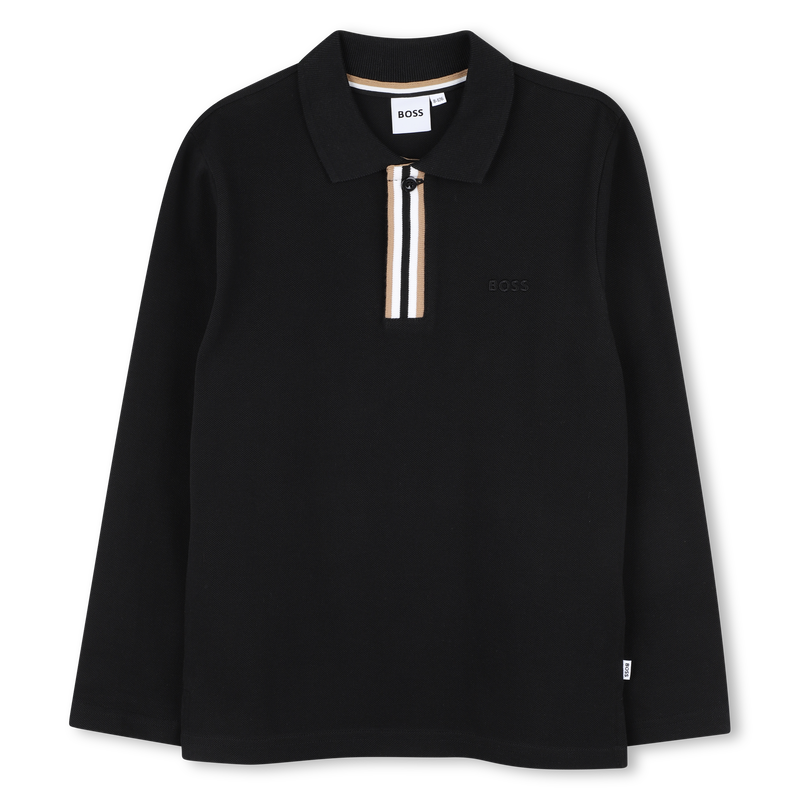 BOSS KIDS Long Sleeve Stripe Polo Shirt
