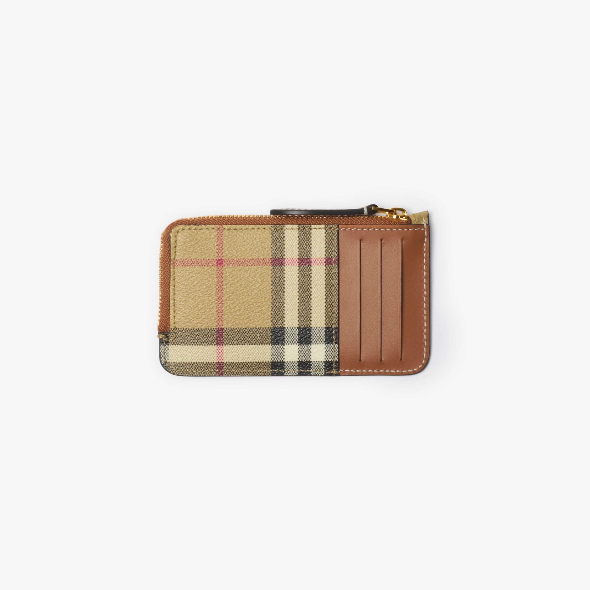 BURBERRY Check Zip Card Case
