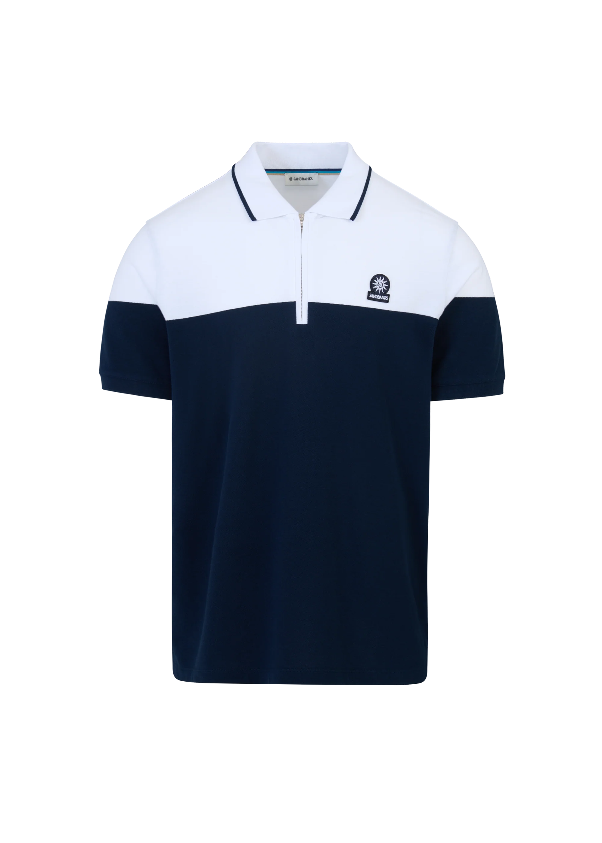 SANDBANKS Colour Block Zip Polo