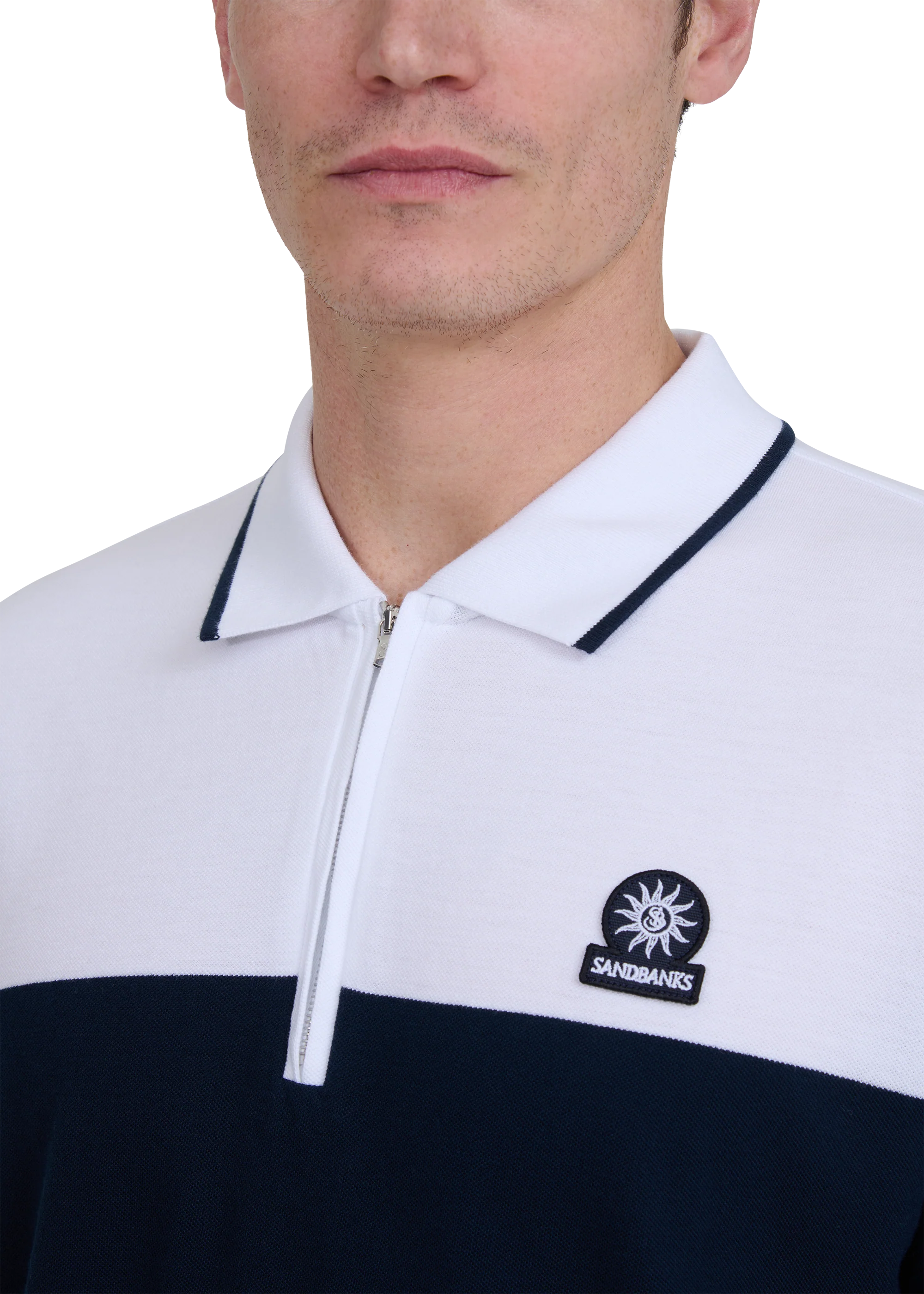 SANDBANKS Colour Block Zip Polo - Image 4