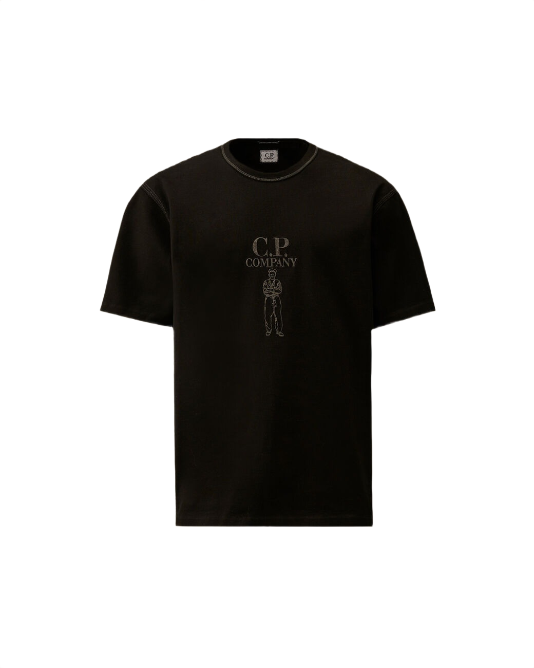 C.P. COMPANY Mercerized Jersey 30/2 Twisted Short Sleeve Logo T-Shirt