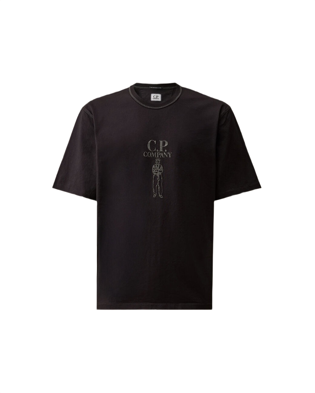 C.P. COMPANY Mercerized Jersey 30/2 Twisted Short Sleeve Logo T-Shirt